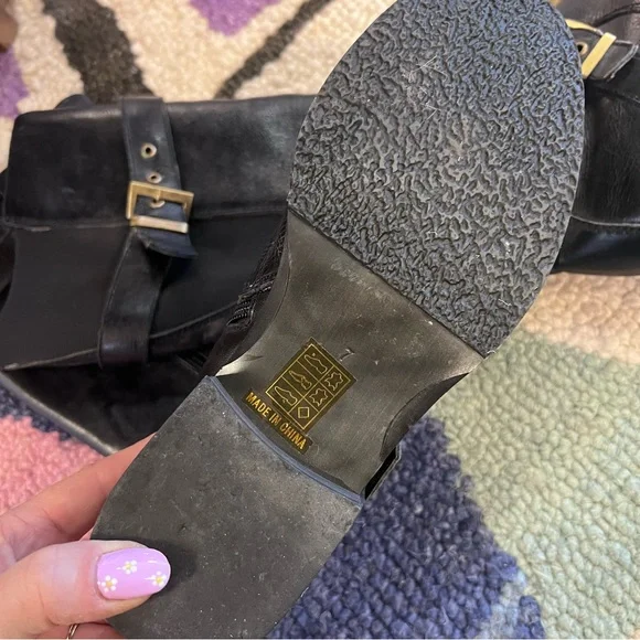Miz Mooz Kailia Black Leather Boots Size 7 - Picture 7 of 9